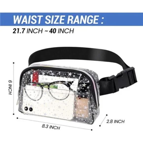 New Clear Fanny Pack Stadium Approved for Women & Men Transparent Star - Picture 5 of 7